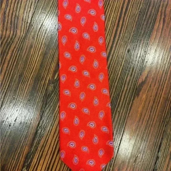 Robert Jensen Hand Sewn 100% Silk Men’s Designer Neck Tie Made In Italy Red - Picture 2 of 7